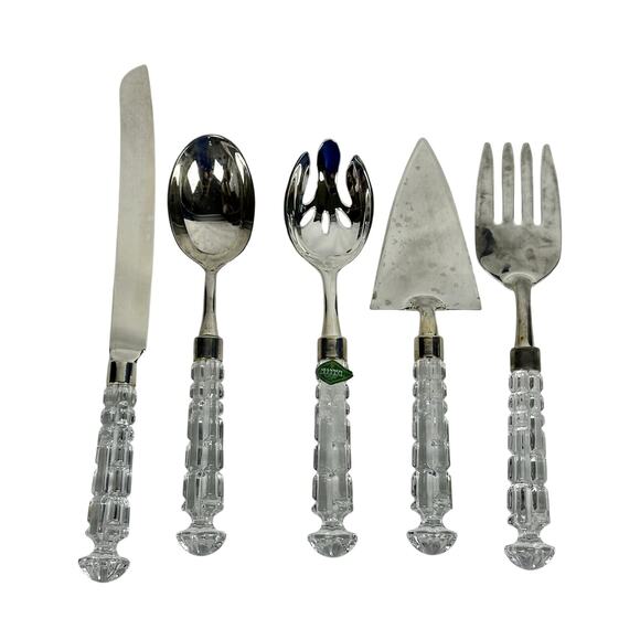 Shannon Crystal Designs of Ireland 5-PC Crystal and Silver Elegant Serving Set - Picture 1 of 11
